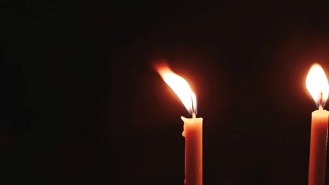 Burning candles in an ancient and authentic Christian monastery, 2019 Stock Footage 124252388