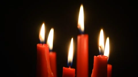 Burning candles, black background Stock Footage 48481083