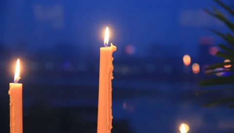 Burning candles, candle holders 스톡 동영상 10793654