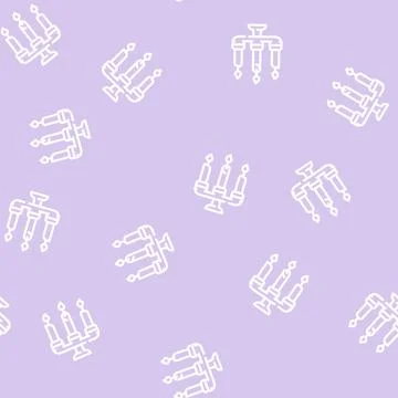 Burning candles on candlestick line vector seamless pattern 스톡 일러스트