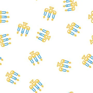 Burning candles on candlestick vector seamless pattern Stock Illustration
