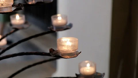 Burning candles in the church Stock Footage 117842467