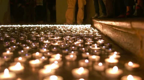 Burning Candles on the Churches Ground Stock Footage 64142684