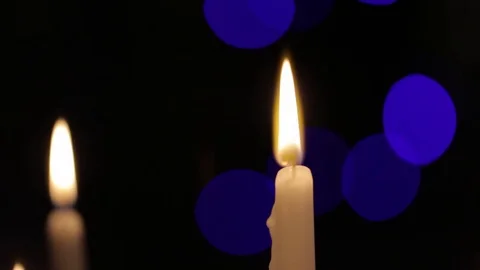 Burning candles close up Stock Footage 71055497