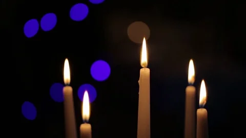 Burning candles close up Stock Footage 71155669