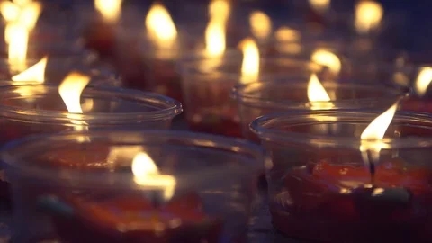 Burning candles, close up Stock Footage 104430106