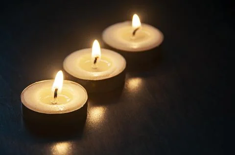 Burning candles with customizable space for text or ideas. Copy space Stock Photos