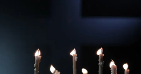 Burning a candles on dark background Video stock 143126882