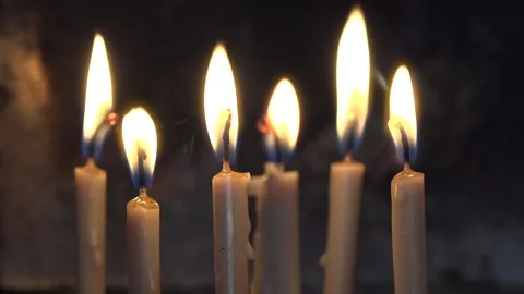 Burning Candles in Dark, Candle Lights in Orthodox Church, Light in Monastery 스톡 동영상 317080309