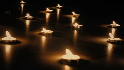 Burning Candles In The Dark Stock-Footage 96209839