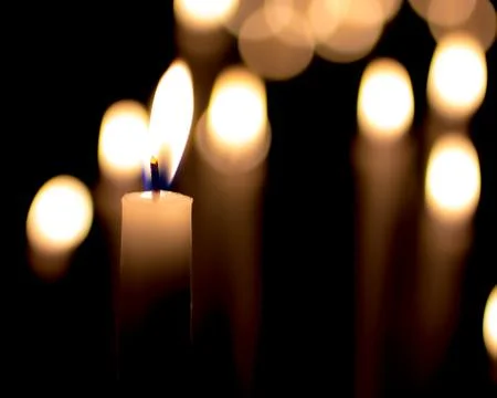 Burning candles  in the dark Stock Photos
