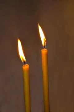 Burning candles in the dark Stock Photos