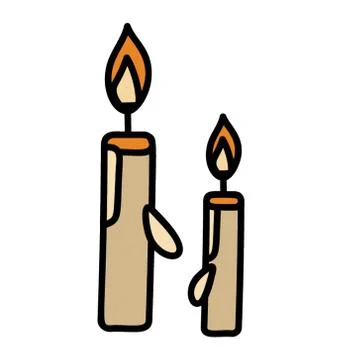 Burning candles, doodle design vector Stock Illustration
