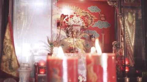Burning candles inside a temple Stock Footage 91419767