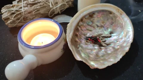 Burning candles light ritual 動画素材 159767858