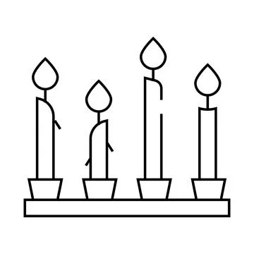 Burning candles line icon vector illustration black 스톡 일러스트