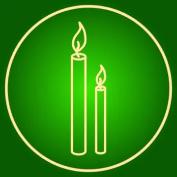 Burning candles in a neon circle. Easter. Stock Illustration