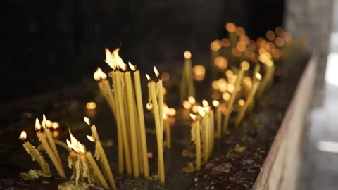 Burning candles place for prayer Stock Footage 164036720