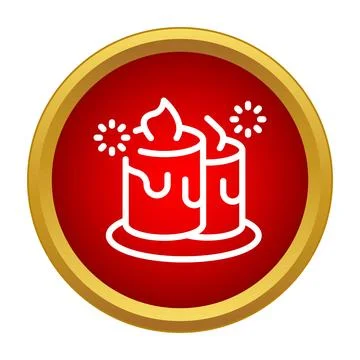 Burning candles on a plate inside a red festive circle Stock Illustration