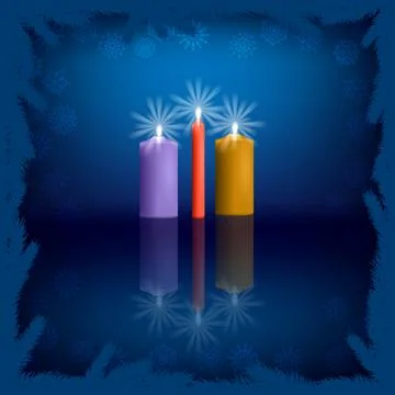 Burning candles with reflections Stock Illustration