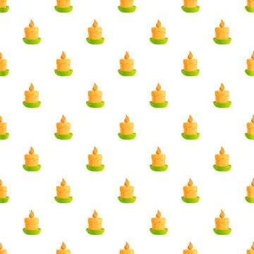 Burning candles seamless pattern creating a cozy background Stock Illustration