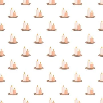 Burning candles seamless pattern on white background Stock Illustration