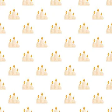 Burning candles seamless pattern on white background Illustration