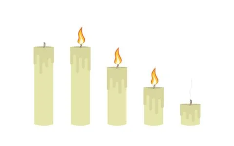 Burning candles set. Stock Illustration