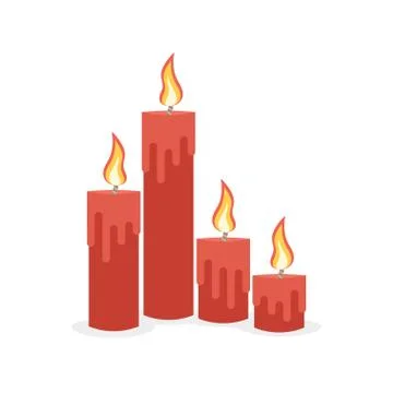Burning candles set. Stock Illustration