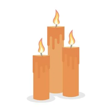 Burning candles set. Stock Illustration