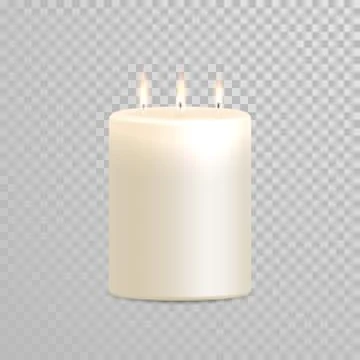 Burning candles three wicks vector isolated set Illustration