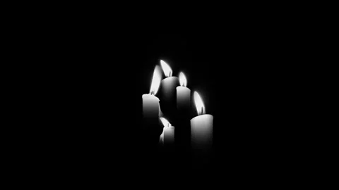 Burning candles timelapse in dark background. Cozy and spooky burning candl.. Stock Footage 344625311