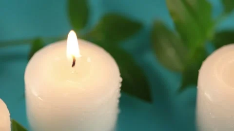 Burning candles in the water Stock Footage 239784693