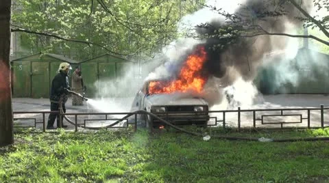 The burning car Video stock 11299405