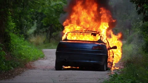 Burning Car Stock Footage 53810507