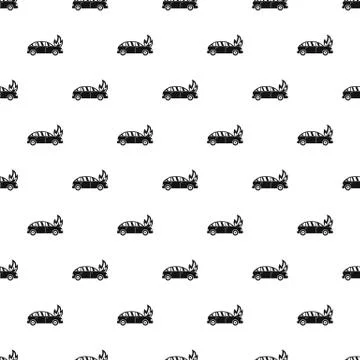 Burning car pattern seamless Stock Illustration
