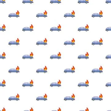 Burning car pattern seamless Stock Illustration