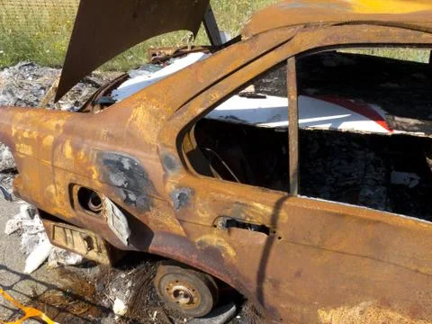 Burning car Stock-Fotos