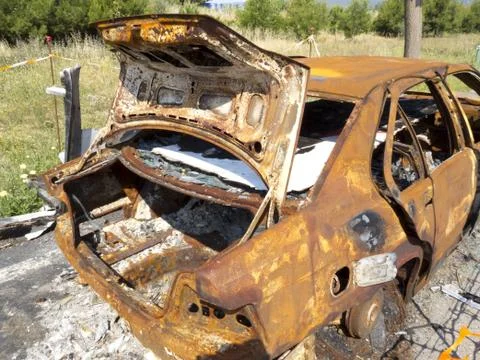 Burning car Foto stock