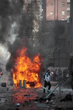 Burning Car. Protest Stock Photos
