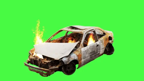 Green screen chroma cop car crash free  