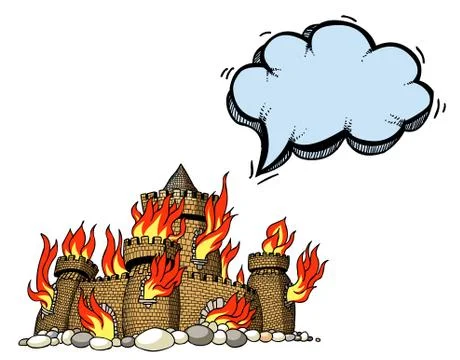 Burning castle-100 Stock Illustration