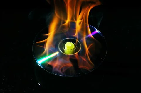 Burning Cd Blue Flame Stock Photos