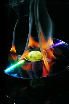 Burning Cd Blue Flame Stock Photos