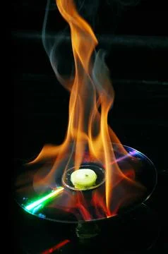 Burning Cd Blue Flame Stock Photos