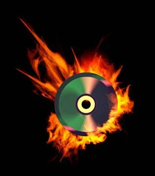 Burning CD. Burning CD. Illustration on black background Copyright: xZoona... Stock Photos