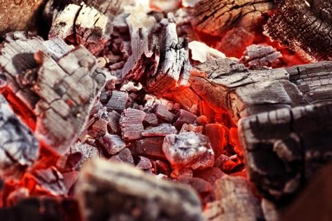 Burning charcoal in the background Stock Photos