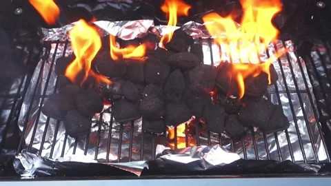 Burning Charcoal Briquets Stock Footage 137092070