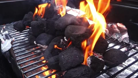 Burning Charcoal Briquets Stock Footage 137092162