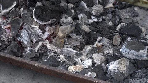 Burning charcoal Close up Video stock 111196200